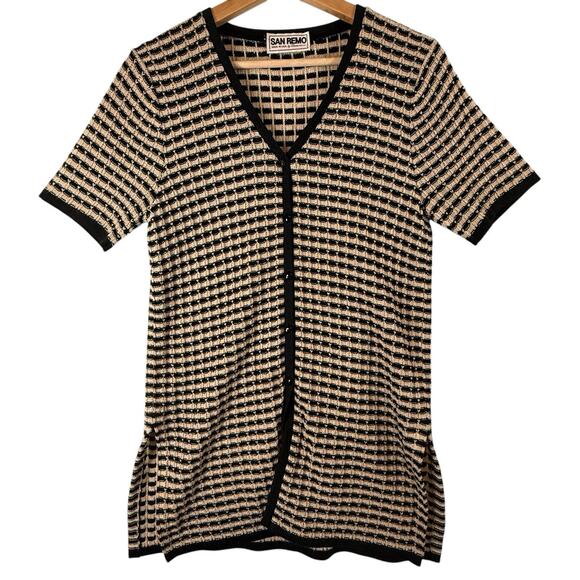 VTG San Remo Knits Button Up Cardigan Sweater 3D Geometric SIZE SMALL WOMENS USA - Picture 1 of 11